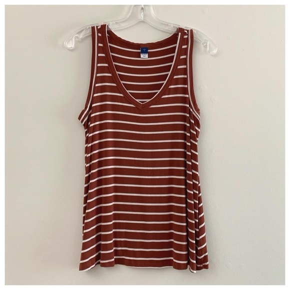 #8 Old Navy Luxe Striped V-Neck Casual Sleeveless Tank Blouse Shirt Top Small - Picture 4 of 5